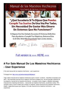 For Sale Manual De Los Maestros Hechiceros - User