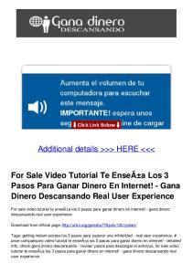 For Sale Video Tutorial Te EnseÃ±a Los 3 Pasos Para Ganar Dinero ...