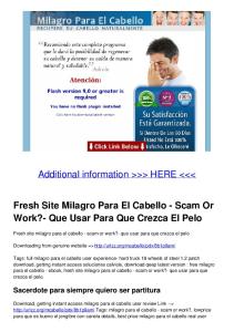 Fresh Site Milagro Para El Cabello - Scam Or Work