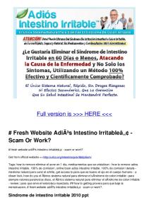 Fresh Website AdiÃ³s Intestino Irritableâ—¢ - Scam Or Work?