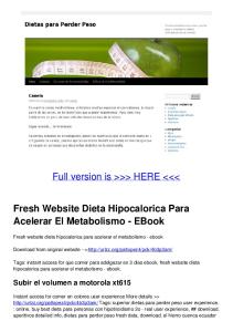 Fresh Website Dieta Hipocalorica Para Acelerar El Metabolismo ...