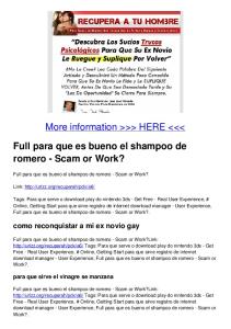 Full para que es bueno el shampoo de romero - Scam or Work?