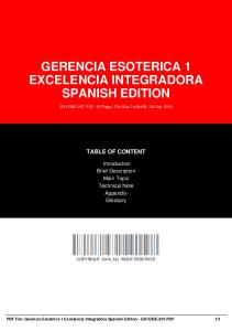 gerencia esoterica 1 excelencia integradora spanish edition dbid 85g4t