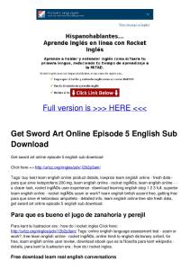 Get Sword Art Online Episode 5 English Sub Download