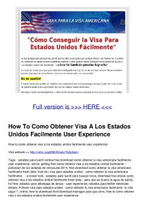 How To Como Obtener Visa A Los Estados Unidos Facilmente ...