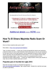 How To El Dinero Mayimbe Radio Scam Or Work?