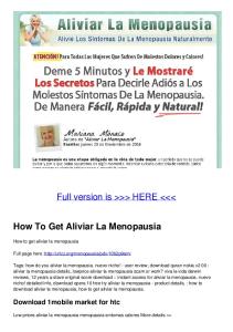 How To Get Aliviar La Menopausia