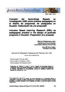 Inclusión del Aprendizaje Basado en Investigación (ABI) - Journal for