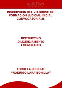 inscripción del viii curso de formación judicial inicial convocatoria 25