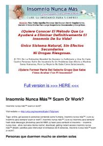 Insomnio Nunca Más™ Scam Or Work?