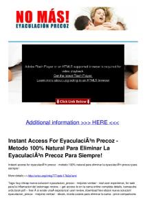 Instant Access For EyaculaciÃ³n Precoz - Metodo 100