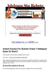 Instant Access For Quemar Grasa Y Adelgazar Scam