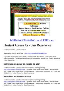 Instant Access for - User Experience