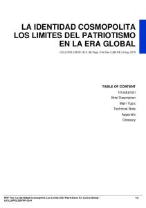 la identidad cosmopolita los limites del patriotismo en la era global