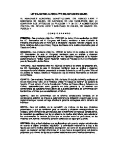 LEY DE JUSTICIA ALTERNATIVA DEL ESTADO DE COLIMA EL ...