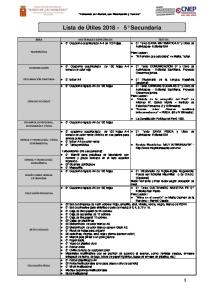 Lista de Útiles 2018 - 5° Secundaria