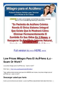 Low Prices Milagro Para El AcÃºfeno â—¢ - Scam Or Work?