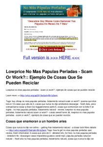 Lowprice No Mas Papulas Perladas - Scam Or Work