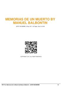 memorias de un muerto by manuel balbontin -85pdf ...  AWS
