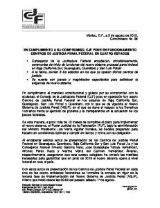 México, D.F., a 3 de agosto de 2015. Comunicado No. 36 EN