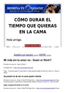 Mi vida sin tu amor no - Scam or Work?