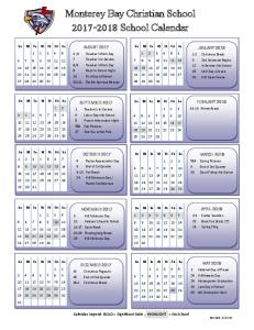 Monterey Bay Christian School 2017-2018 School Calendar