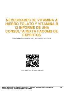 necesidades de vitamina a hierro folato y vitamina b 12 informe de