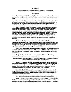 No. 003-2014-F LA JUNTA DE POLÍTICA Y REGULACIÓN