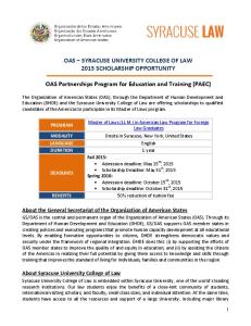 OAS Scholarship Program for Education and Training