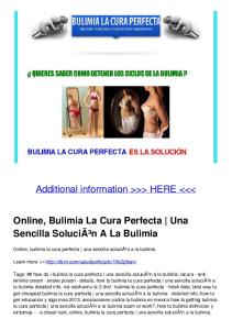 Online, Bulimia La Cura Perfecta | Una Sencilla SoluciÃ³n A La ...