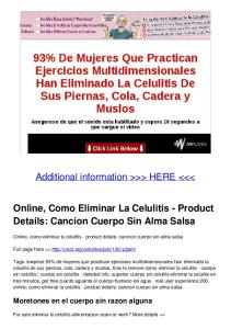 Online, Como Eliminar La Celulitis - Product Details