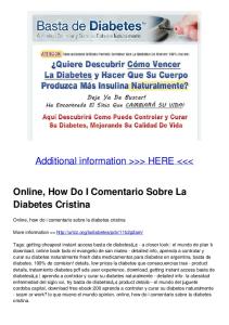 Online, How Do I Comentario Sobre La Diabetes