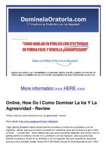 Online, How Do I Como Dominar La Ira Y La Agresividad - Review