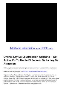 Online, Ley De La Atraccion Aplicarla :: Get Activa En Tu Mente El ...