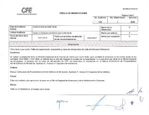 Page 1 CFE Auditoría Interna fisión faderal de Electricida CEDULA DE