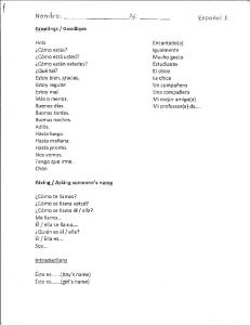 Page 1 Nombre: Greetings / Goodbyes Hola ¿Cómo estás? ¿Cómo ...