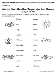 Page 1 Nombre (Name) ch the Months/ Empareia los Mese (ehm-pah ...