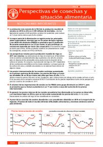 Perspectivas de cosechas y situación alimentaria