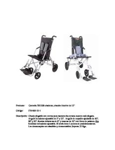 Producto: Carreola TR1200 c/asiento, c/ancho interior de 12” Código ...