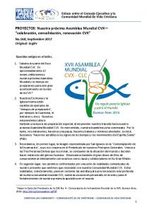 PROYECTOS: Nuestra próxima Asamblea Mundial CVX