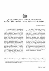 ¿puede atribuírsele valor estético a la música popular? - Portal de ...