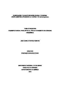 PURIFICACIÓN Y CARACTERIZACIÓN PARCIAL DE MUCINA ...