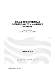 relación de politicas operacionales y manuales vigentes