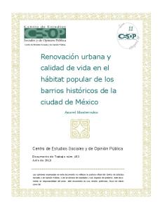 Renovación urbana y calidad de vida en el hábitat popular de los ...