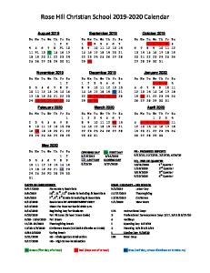 Rose Hill Christian School 2019-2020 Calendar