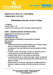 semana de la miel 8 al 14 de agosto - Ministerio de Agroindustria