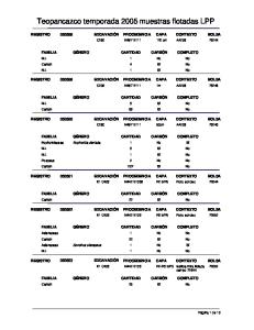 Teopancazco temporada 2005 muestras flotadas LPP