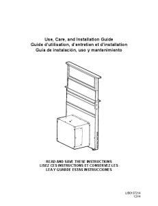 Use, Care, and Installation Guide Guide d'utilisation, d ... - Elica