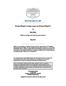 Working Paper No. 597 Bretton Woods 2 Is Dead, Long Live Bretton ...